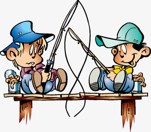 family fishing cartoon